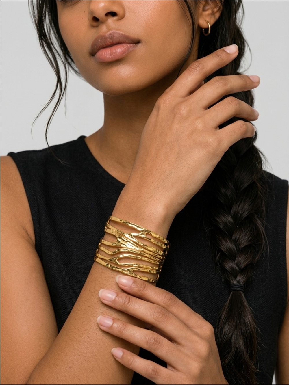 Elegant Gold Multi-Band Cuff Bracelet - Women Jewelry